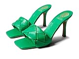 Vince Camuto Women's Brelanie Woven Strap Dress Mule Heeled Sandal, Lotus Green, 8.5