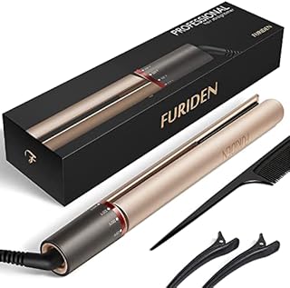 FURIDEN Hair Straightener, Flat Iron Hair Straightener, Hair Straightener and Curler 2 in 1, Flat Iron Curling Iron in One, Curling Straightening Iron Combo, Round Flat Iron