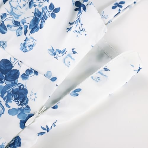 Image of Belle Poque Sun Dresses for Women Spring Summer Floral Midi Flowy Spaghetti Ruffle Wedding Guest Tea Party Dress
