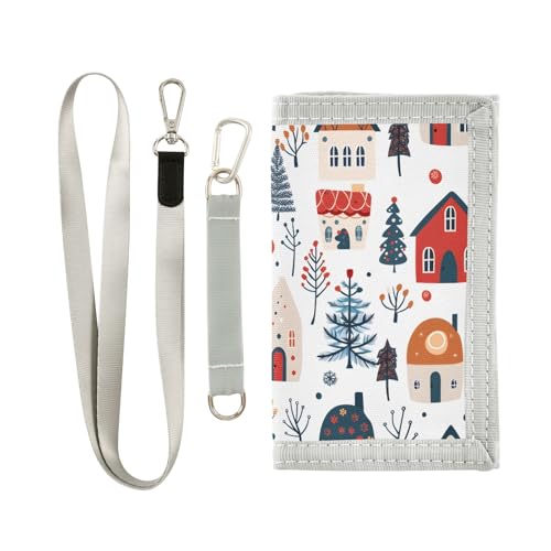 ALAZA Kids Wallets for Boys Girls Toddler Trifold Wallet Children Small Winter House with Zipper Coin Pocket