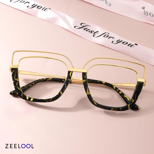 Image of Zeelool Stylish Oversize Cat Eye Glasses Frame for Women with Non-prescription Clear Ornella ZJGX370408