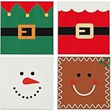 100 Christmas Napkins, Christmas Cocktail Napkins, Xmas Snowman Gingerbread Man Elf & Santa Party Napkins for Holiday Decorations Table Décor Party Supplies