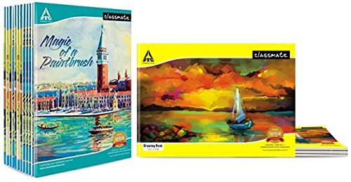 Image of Classmate Long Notebook - 140 Pages, Single Line, 297mm x 210mm (Pack of 12) Drawing Book - Unruled, 40 Pages, 210 mm x 297 mm - Pack Of 4