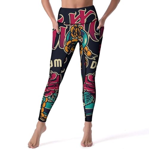 Legging rose motif nautique idéal pour votre jogging matinal et yoga