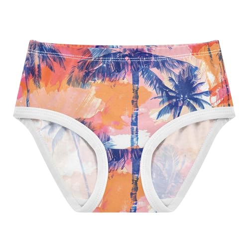 Cotton Toddler Girls Underwear Tropical Sunset Palm Tree Pink Girl Panties Cute Fancy Briefs Undies Kids 2t