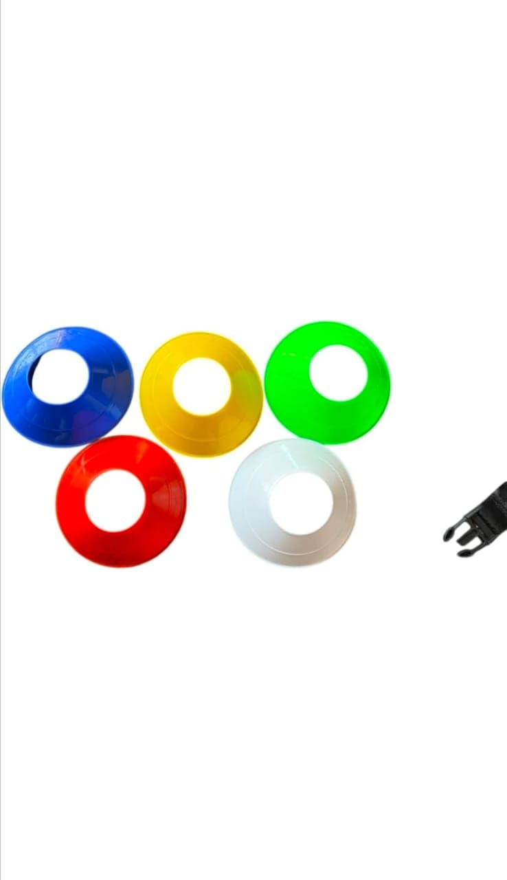 CRAZX Disc Cones Set | Space Marker Cones 2" Height- Agility Training Cones for Football, Cricket, Exercise, Kids Activity, Sports | Football Cones and Markers Set with Stand, Carry Bag (10, S) 1