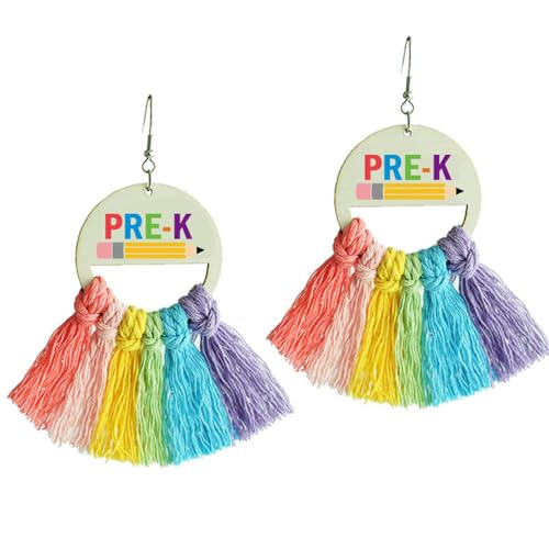 Funny Teacher Student Dangle Earrings First Day of School Earrings with Colorful Tassel Back to School Earrings for Women Teacher Appreciation Jewelry