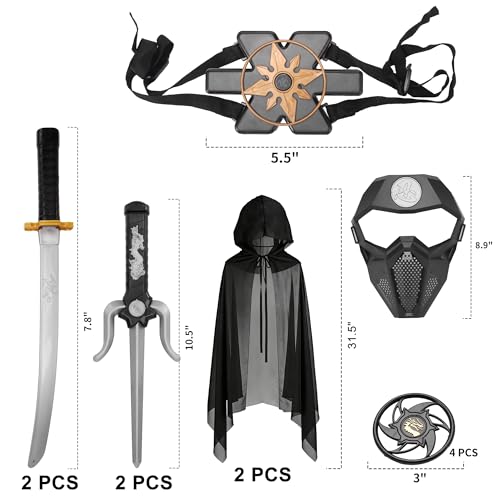 Disfraz Ninja para niños con accesorios y capa miniatura 5