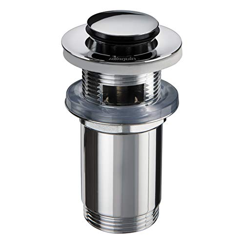 Wirquin 30723417 Ablaufgarnitur für Waschbecken, Messing, Quick Clac-System – innen zu überlaufender Körper lang