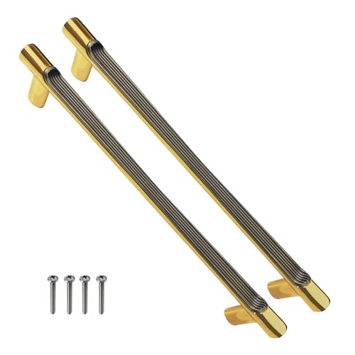 Image of VOLO Wardrobe Cabinet Handle - Sleek Pull Handle for Drawers, Wardrobes, Sliding Doors, and Cabinets in Kitchen, Bedroom, and Office (R-241) (1, Antique Gold, 288MM (12 Inch))