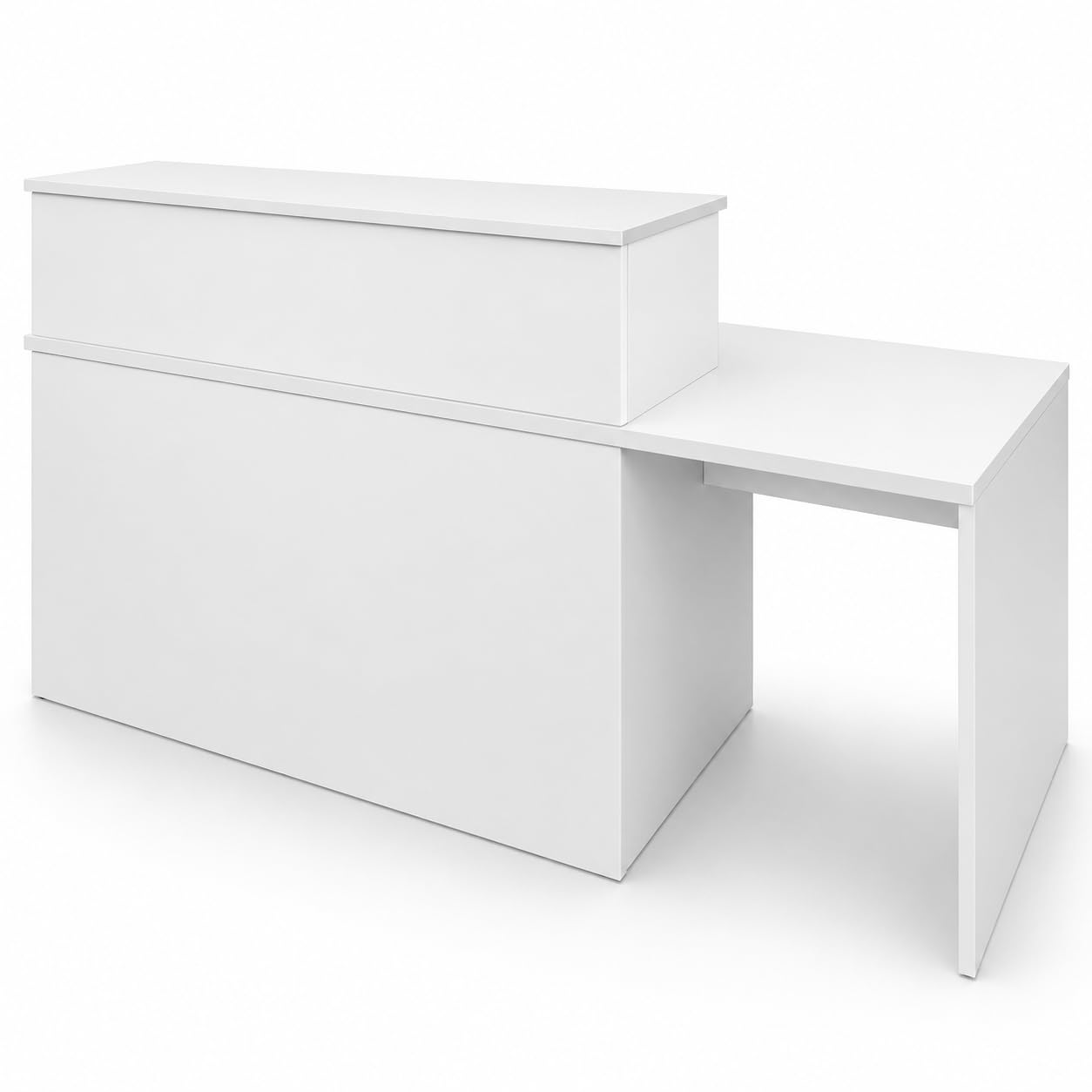 Mostrador de Recepción, Adaptable para Minusválidos. Modelo Apolo Oficina (Blanco, 120+80 cm)