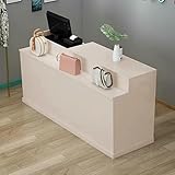 ModernDesk con superficie de trabajo escalonada, elegante mostrador de pago con espacio de almacenamiento, mesa de ventas al por menor para uso comercial