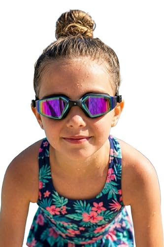 Image of ROVARS Electroplated Swimming Goggles for Kids with Nose & Ear Plugs, Leakproff Full Frame with Adjustable Strap, Anti Fog and UV Protection for Boys & Girls (Multicolour, Above 6 Years)