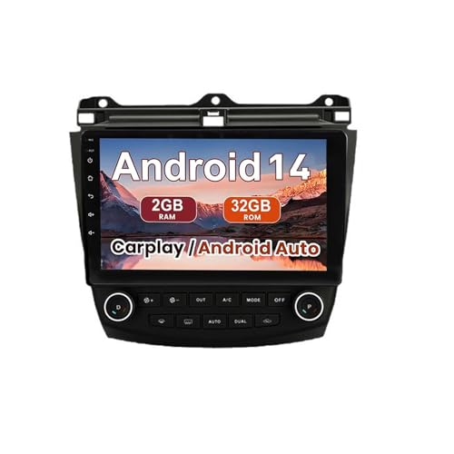 Autoradio Android da 9 per Honda Accord 2003-2007, CarPlay, Bluetooth, navigazione GPS, WiFi, USB, SWC, FM, telecamera posteriore, 1 GB + 32 GB, impianto stereo