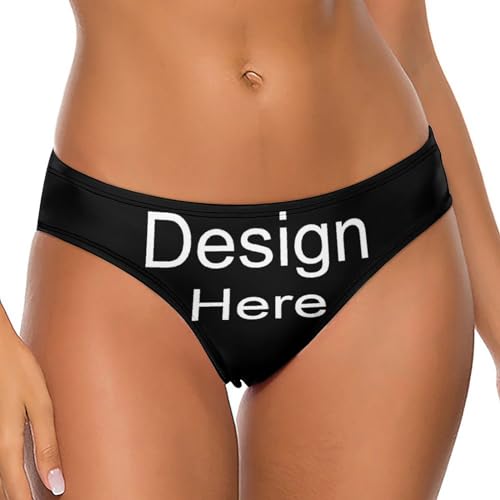 LIHAKAB Tangas de Mujer Personalizadas, Tangas de Bikini Personalizadas con Espalda en T para Mujeres, diseño Breve Personalizado de Sus Propios Regalos de Ropa Interior para Novia y Esposa