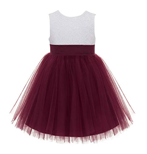 V-Back Backless Lace Junior Flower Girl Dress Christening Reception 206T2