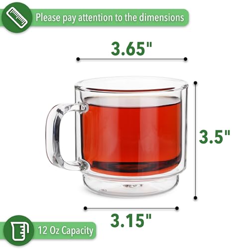 Set de 4 Mugs Apilables de Vidrio Térmico 12 oz miniatura 3
