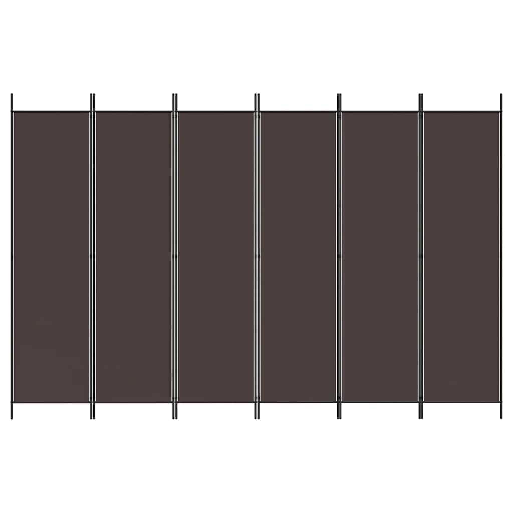 6-panelowy parawan brązowy 300 x 200 cm tkanina