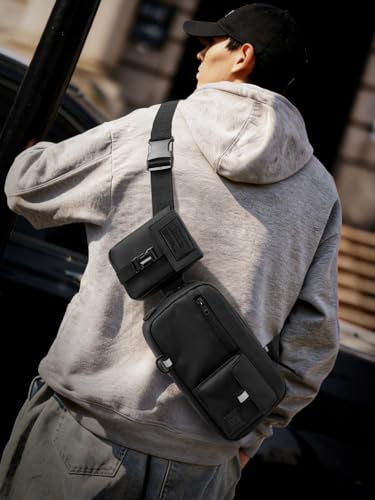 Image of The Souled Store TSS Originals: Noir Fanny Pack | Sleek All-Black Crossbody Waist Bag | Water-Resistant Travel Pouch for Men & Women | Lightweight Urban Belt Bag for Festivals & Commuting