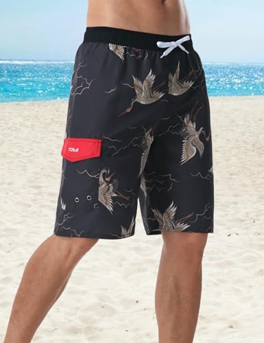 Men's Athletic Swimwear Quick Dry Summer Patterned Swimming Shorts with Mesh Liner2