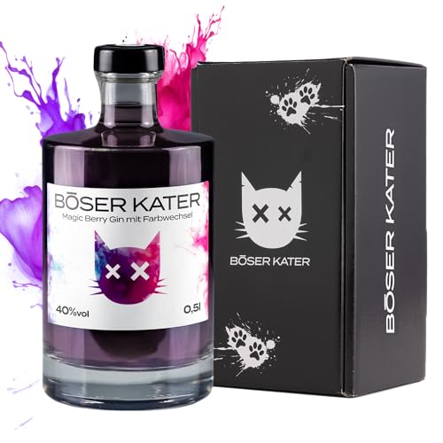 BÖSER KATER Magic Berry Gin | Farbwechsel-Effekt von Violett zu Rot durch...