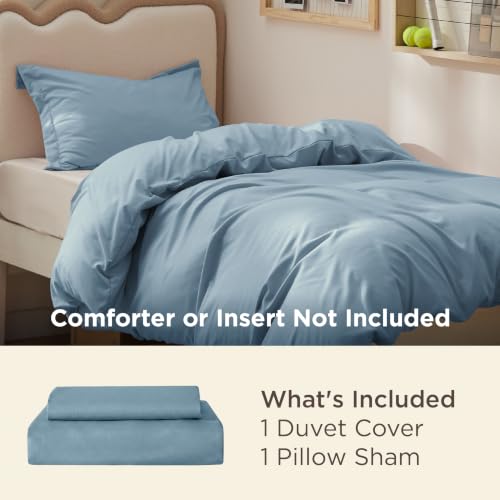 Image of Bedsure Duvet Cover Twin /Twin XL Size - Extra Soft Double Brushed Bedding Set with Zipper Closure, 2 Pieces, Includes 1 Duvet Cover (68 inchx90 inch) & 1 Pillow Sham, Comforter Not Included, Mineral Blue | For Kids & Adults, 68 inchx90 inch Comforter Cover, Hotel Luxury, All Season, Breathable, Easy Care, Lightweight, Zipper Closure