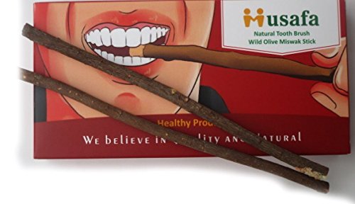 Musafa Natural Tooth Brush 7 Miswak Sticks Family Pack (Tree Name Wild Olive) Also Called Aswad Miswak or Zaitoon Siwak Healthy Product