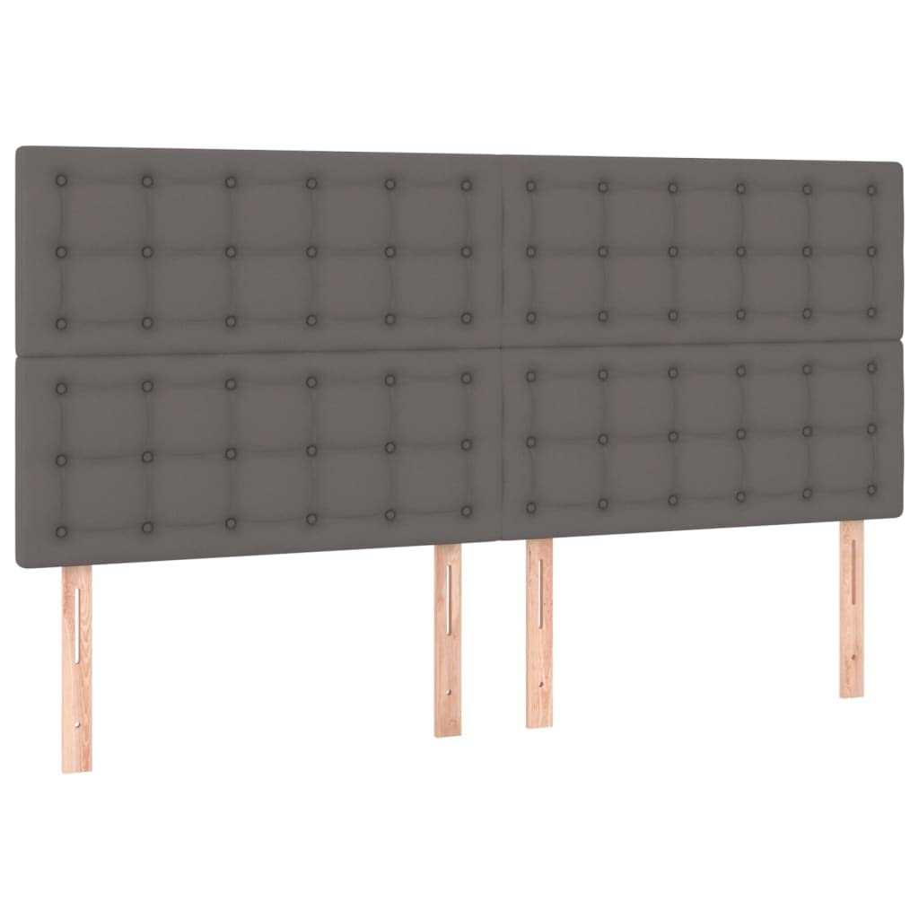 Sztuczna skóra odporna na plamy regulowany zagłówek 200x200 cm szary