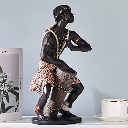 Xmgzq African Statues And Sculptures,African Art Statue, Home Decor African Figurines, Room Decor Resin Black African American Statue, Suitable For Living Room,Desktop, Bookcase Shelf Decor (D) #TOP3