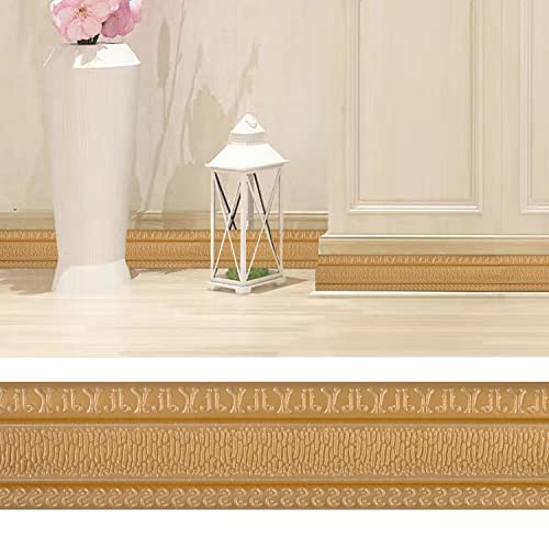 Yutianli Crown Molding Peel And Stick Wallpaper Border Flexible Wall Base Moulding Trim Self Adhesive Vinyl Baseboard Gold Foam Wall Molding 3D Mirror Border (2Pcs-178, Gold) #TOP3