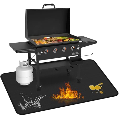75 x 40 inch Under Grill Mats for Blackstone - Large Fireproof Grill Mat for Deck Protector Double-Sided Waterproof Oil-Proof BBQ Floor Matt for Blackstone Griddle Accessories