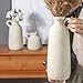 Ceramic Vase Set of 3 with Handle, Neutral Rustic Vases Home Decor Farmhouse Decorative Vase Whitewashed Pottery Decor Modern for Table Mantel Entryway Bookshelf Living Room Kitchen Bedroom - White