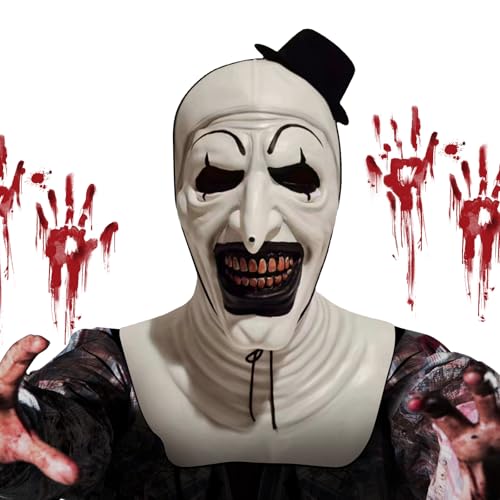 IEEILULU Máscara de Payaso, Máscara de Terrifier para Disfraz Terrifier Adulto, Art The Clown Mask, Mascara Terrifier Adulto, Halloween Cosplay Disfraz Accesorio (Blanco1)
