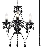 Antique House Plug in Chandelier Crystals Chandelier Lighting 3 Light Hanging Light Fixtures Small B
