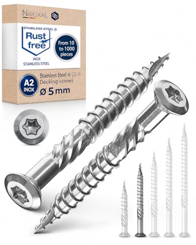 Vis terrasse inox C1 vis à bois Torx TX tête fraisée vis bois extérieur vis inox terrasse 5x5 mm – 10 pcs