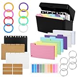 Set di 316 Carte Studio e 15 Schede Indice con Scatola, 6 Anelli Metallici, Appunti Vocabolario Formule Liste della Spesa a Casa Ufficio Scuola Viaggio, Regalo per Compleanni