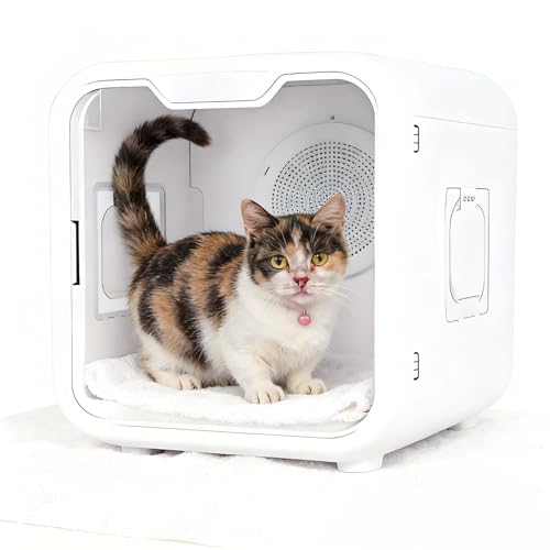 SIEEOUR Scatola Asciugatrice Per Animali Domestici, Asciugatore Automatico Per Animali, Scatola Asciugatrice Grande Capacità Con Rumore Ultra Basso, Per Gatti, Cani Piccoli, Cuccioli