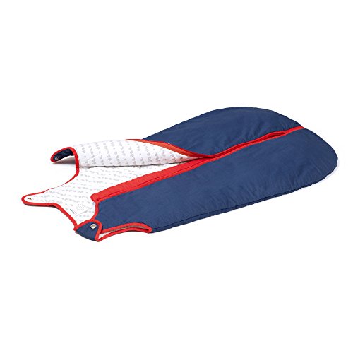 Image of Baby Deedee Sleep Nest Original - Baby Sleep Sack 2.5 TOG 0-6M Navy Red | Patented shoulder snaps and full-length zipper help make dressing and changes easier for cooler season routines