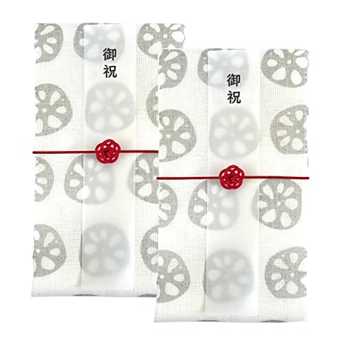 TRANPARAN まごころふきん 台ふきん 長しかく ご祝儀袋 2点セット 蚊帳生地 5枚重ね 奈良県産 日本製 (れんこん)