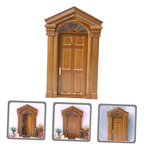 Yardwe bastelzeug Craft Türspielzeug Feentür, die Sich öffnet Modelle Badezimmerdekorationen Mini-Gate-Modell Holztürmodell hölzerne Tür Puppenhaus Zubehör Bastelanhänger Tür der Villa – Bild 3