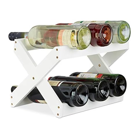 Relaxdays Bamboo Wine Rack for 6 Bottles Cover