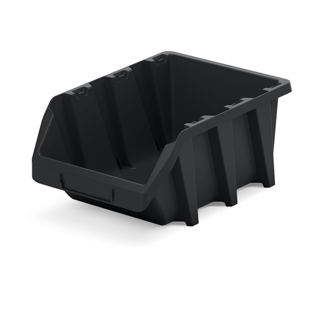 Werkstatt-Stapelkiste, Stapelbox aus PP Kunststoff, Sichtlagerbox in verschiedenen Größen, Lagerboxen für Werkzeugswand, Sichtlagerkasten, Sortierbox (20X Schwarz, 290x200x150mm)