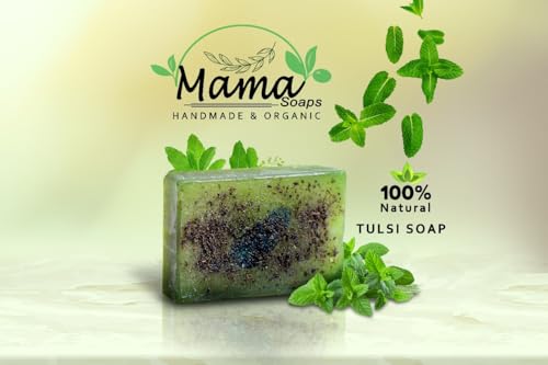 Image of Luxury Soap - Handmade Organic Ayurvedic Bath Bar with Pure Essential Oils for Glowing Skin | Sulfate-Free | For Men & Women (Pack of 3) (3, Tulsi)