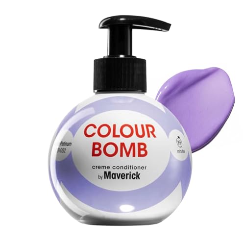 Colour Bomb by Maverick White Platinum for Light Bondes Colour Depositing Conditioner 250ml –Vibrant Gloss & Shine,Softening & Nourishing Colour Refresh Treatment,No Mix,Vegan,No Ammonia & Peroxide