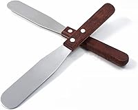 Vista 1 de Paquete de 2 espátulas de acero inoxidable de 6 pulgadas, espátula para decoración de pasteles con mango de madera para untar queso, queso