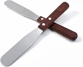 2-Pack 6" Stainless Steel Cake Spatula, Cake Decorating Spatula with Wooden Handle for Spreading Cheese, Cheese