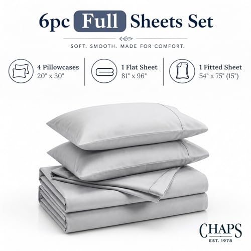 Image of Chaps Full Size Sheet & Pillowcase Sets- 6 Piece, Deep Pocket, Wrinkle Free
