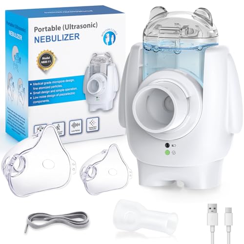 Shertang Nebulizador Portátil Silencioso Recargable Tipo C, Inhaladores Eléctricos para Adultos, Bebés y Mascotas, con Función de Autolimpieza, Alivia la Tos, Rinitis y Asma