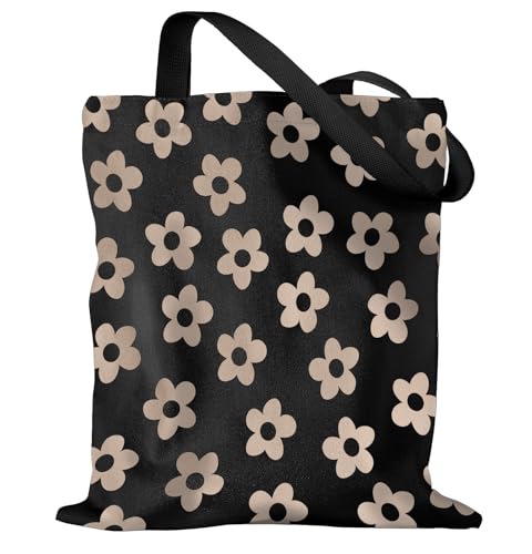 Miss Adola Aesthetic Canvas Tote Bag with Pattern for Women, Sturdy Cloth Cotton Totes Bag for Shopping, Grocery, School, Gym