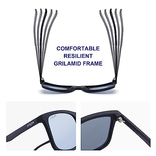 Image of Men's Polarized Sunglasses, Square Rubber Frame Carbon Fiber Temple Fishing Driving Sun Glasses UV Protection RFS8205
